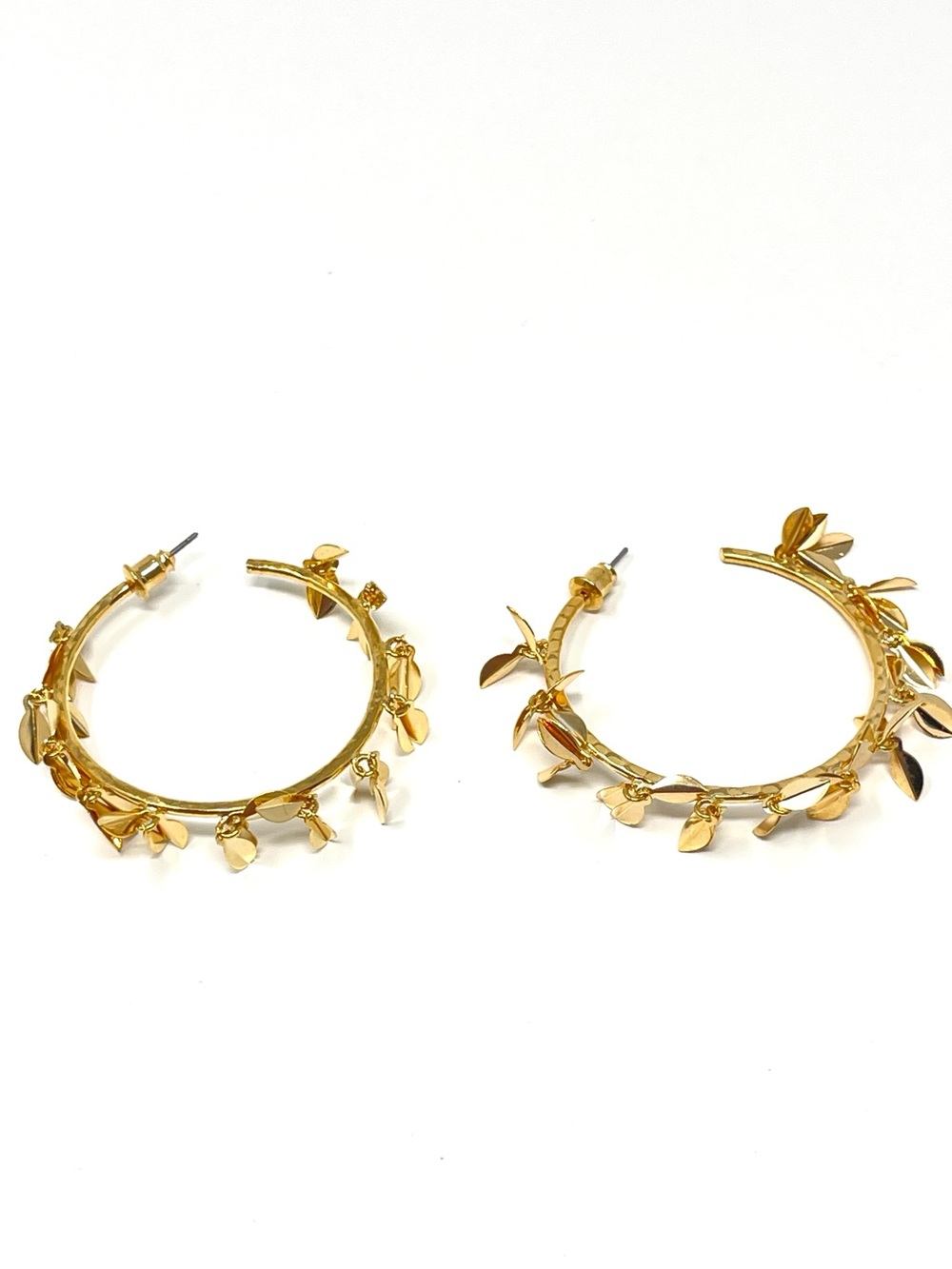 New Anthropologie Botanical Burst Gold Hoop Earrings - Picture 7 of 8